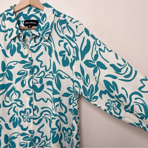 Threadbare Womens Large Turquoise Midi Shirt Dress - Picture 4 of 12